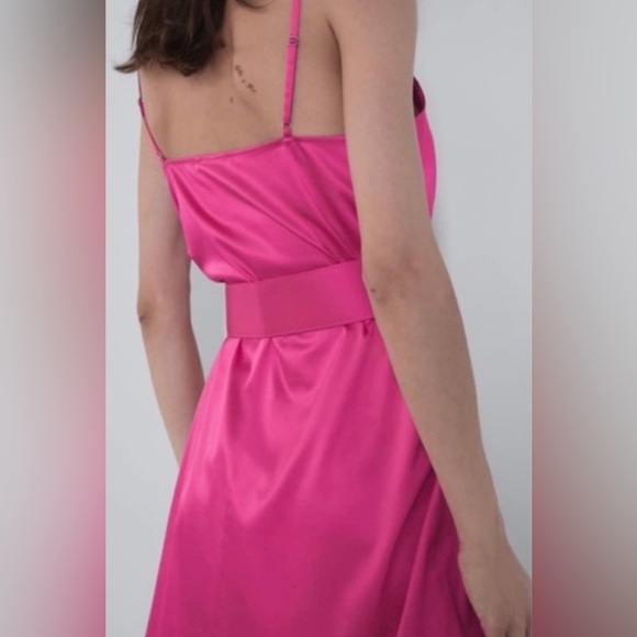 Zara pink satin effect mini dress adjustable straps - Picture 2 of 5